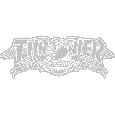 Thrasher x Antihero Mag Banner 8" Sticker (WHITE)