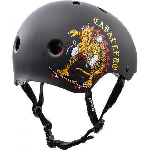 ProTec Skateboard Pads Steve Caballero Classic Matte Black Dragon Skate Helmet