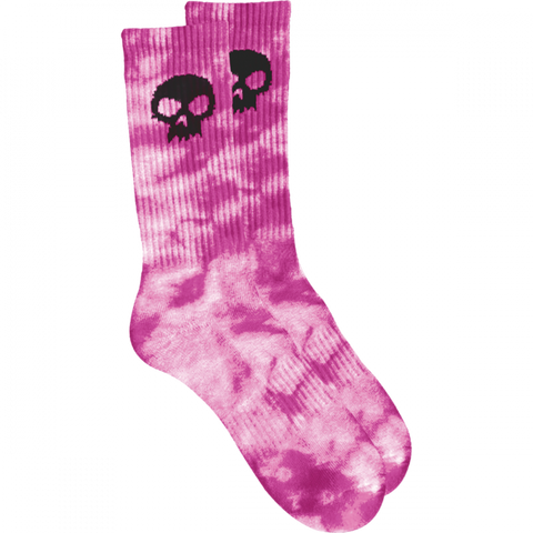 Zero Pink Tie-Dye Skull Crew Socks